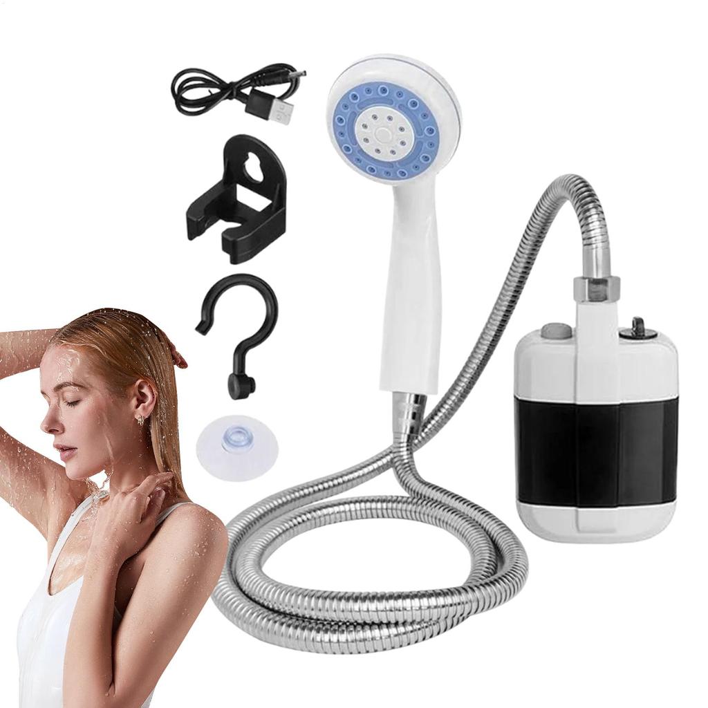 Camping Shower Rechargeable Outdoor Shower Handheld Rechargeable Pet Washing Device for Travel Hiking Beach Showering Equipment