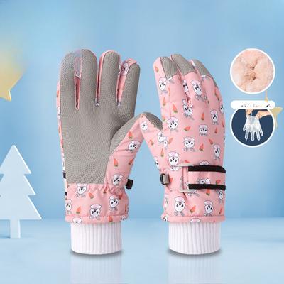 Kinder Skihandschuhe für Winter Warm Plus Samt Outdoor Sport Winddicht Wasserdicht Niedlich Radfahren Druckhandschuhe
