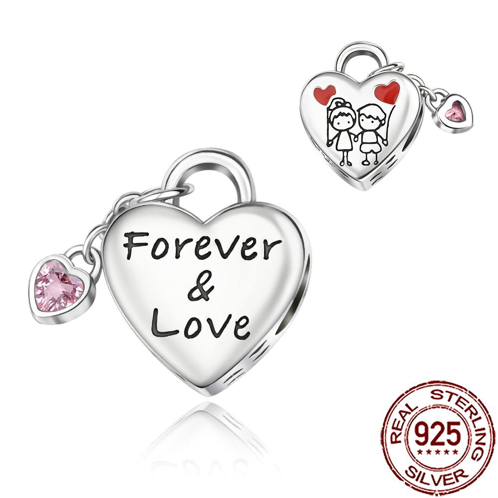 New Charms Copper Sparkling Mum Mother Family Love Heart Beads Fit Original Bracelet Necklace Diy Jewelry