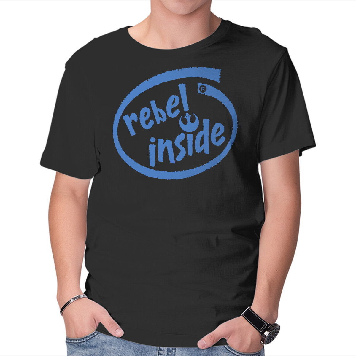 Unisex Crew Neck T-Shirt Rebel Inside Graphic Short Sleeve Casual Tee L