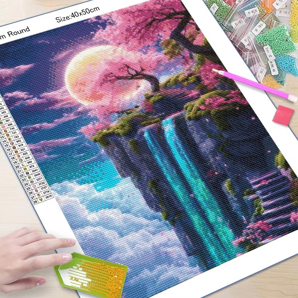 Pictură Diamant DIY Copac Lună Fantastică Peisaj Strasuri Foraj Complet Mozaic Broderie Handmade Decor Acasă Cadou Noutăți