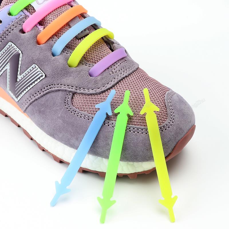 Lacets en Silicone Lumineux Nuit Brillant Sans Lacer Lacets Élastiques Baskets Enfants Adulte Lacets en Caoutchouc pour Chaussures 12 Pièces