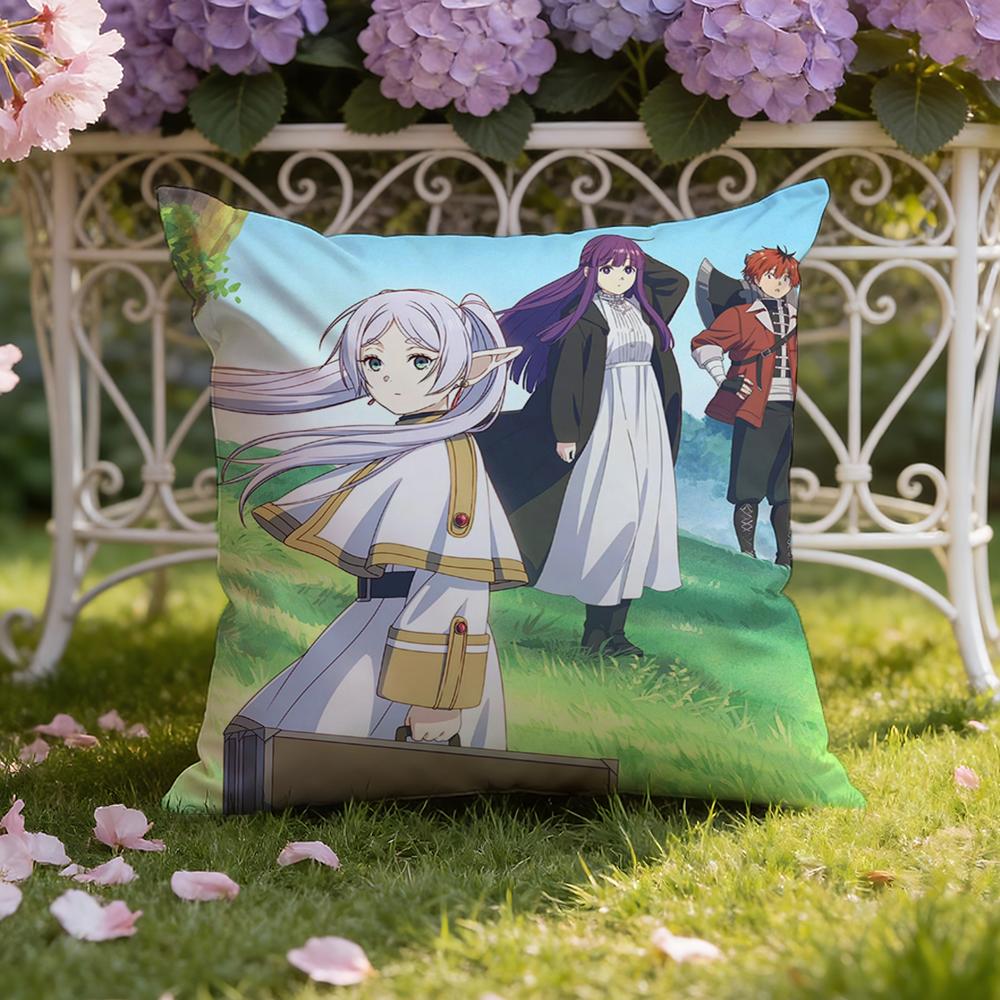 Anime F-Frieren B-Beyond Journeys Cushion Cover Home & Car Dual-Scene Pillow Cover: Reversible for Premium Comfort
