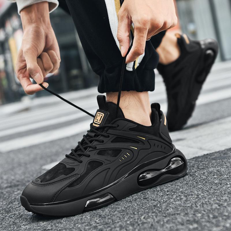 Black Air Cushion Sneakers Men's Breathable New Sports Dad Shoes Men's Running Shoes