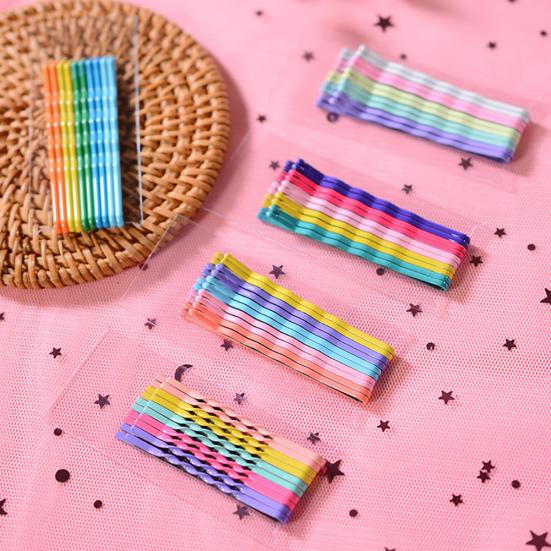 10Pcs Girl Rainbow Magnoloran Wavy Bobby Pins Hair Clip Hairpin Hairdressing