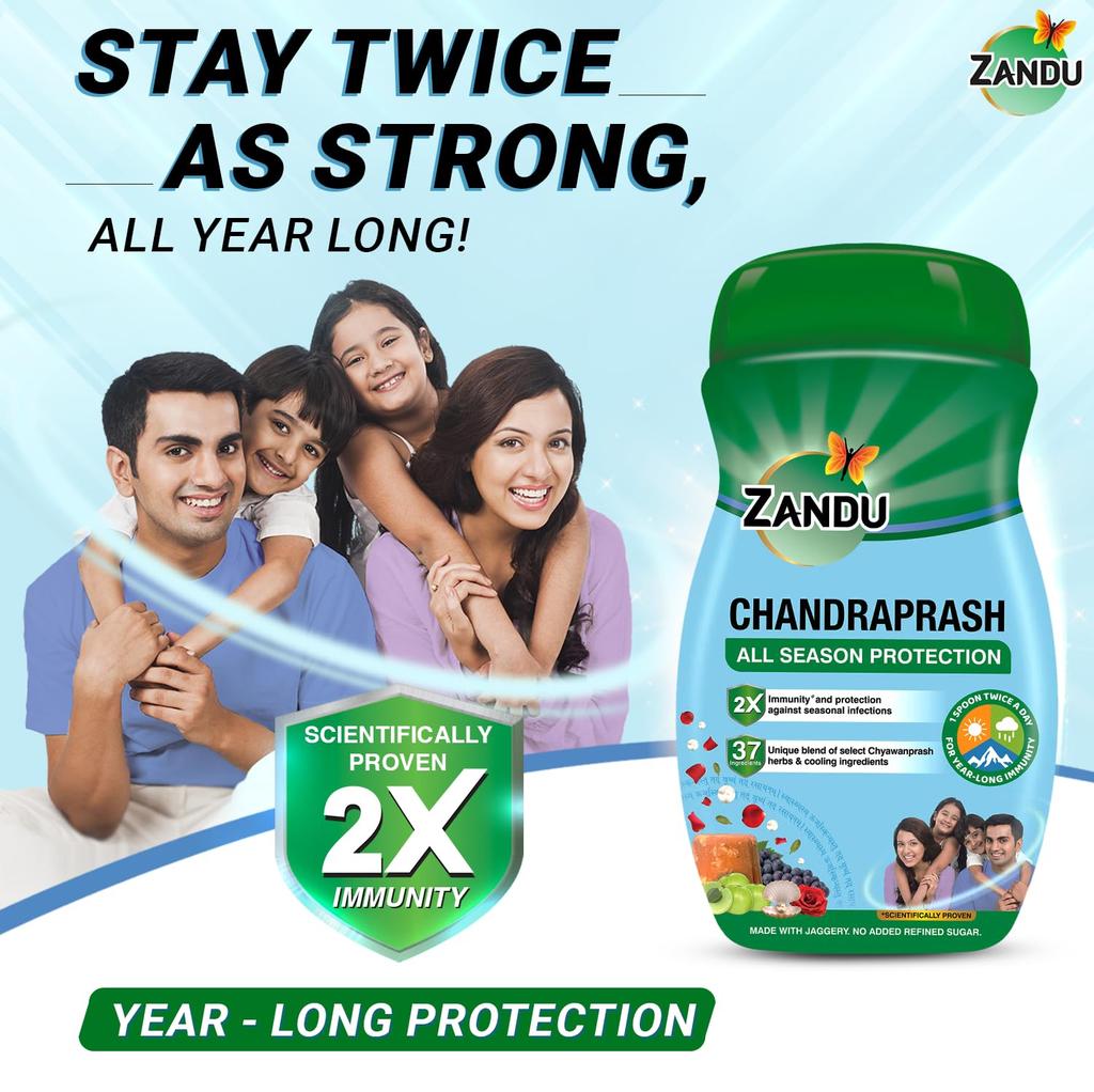 Zandu Chandraprash 900g Pack of 1 | All-Season Immunity Booster Chyawanprash with 37 Herbs & Jaggery Sweetened
