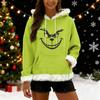 Women's Christmas  print contrasting loose casual hoodie