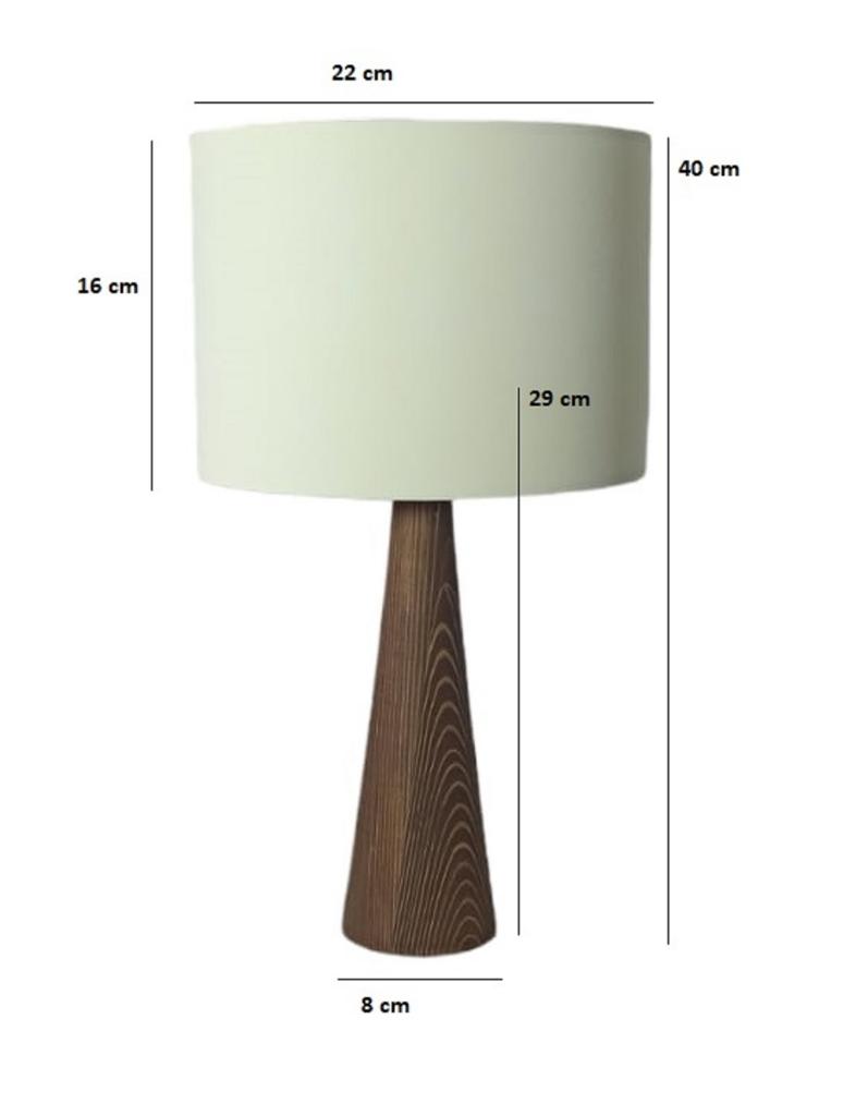 Lampenschirm aus Holz mit konischem Körperdesign, Kopfteil aus Stoff, cremefarben