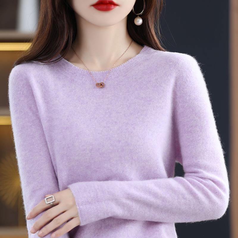 Kashmirtröja för kvinnor Qinghe kashmir 30% kashmir 70% ull Damtröja i höst och vinter i kashmir mjuk och varm