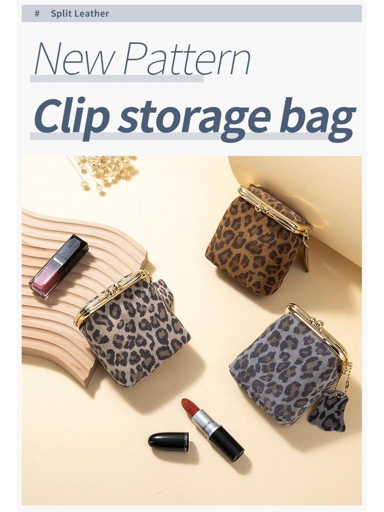 Genuine Leather Mini Leopard Print Coin Purse – Multi-functional Storage Bag for Women