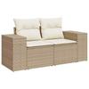 Vidaxl Garden Sofa With Cushions, 2-Seater, Beige, Poly Rattan