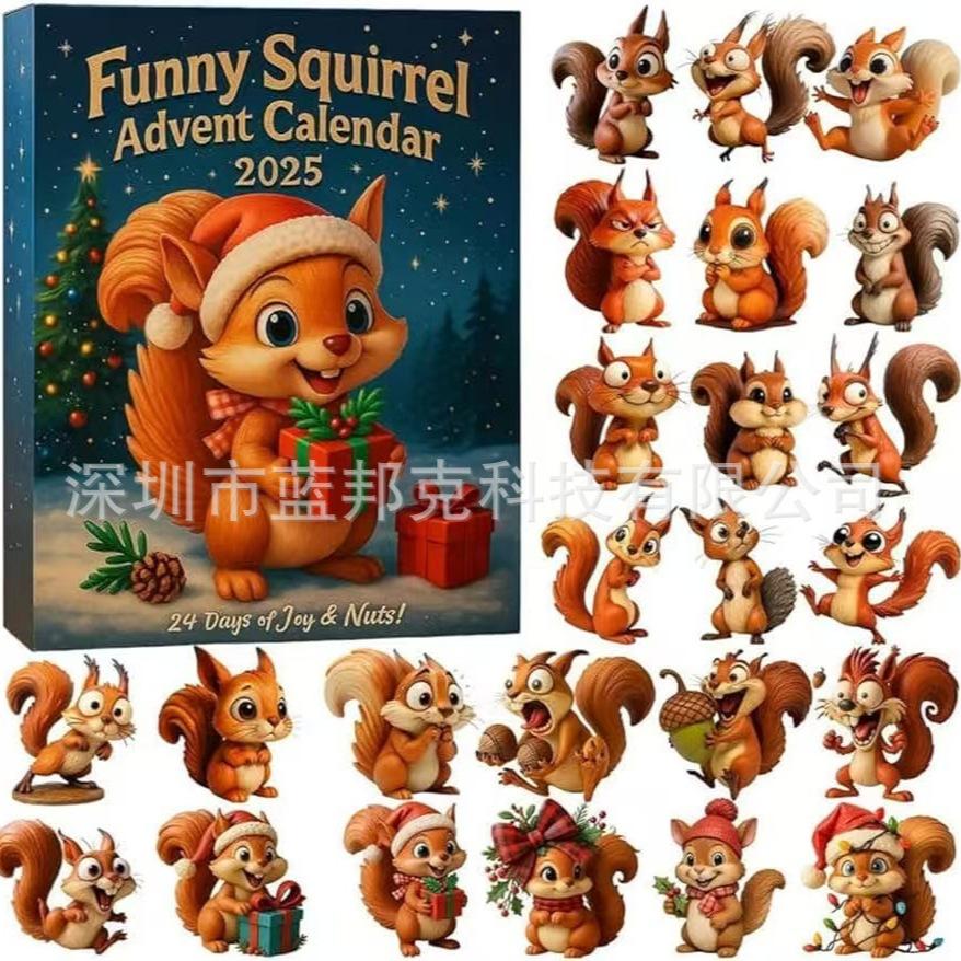 New Funny Squirrel 2025 Funny Squirrel Acrylic Pendant Christmas Advent Calendar Blind Box S