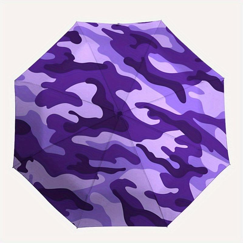 

1pc Purple Camouflage Print, Automatic Folding Umbrella, Portable & Foldable Design with 8 Ribs, Casual Outdoor Accessory yy250804245