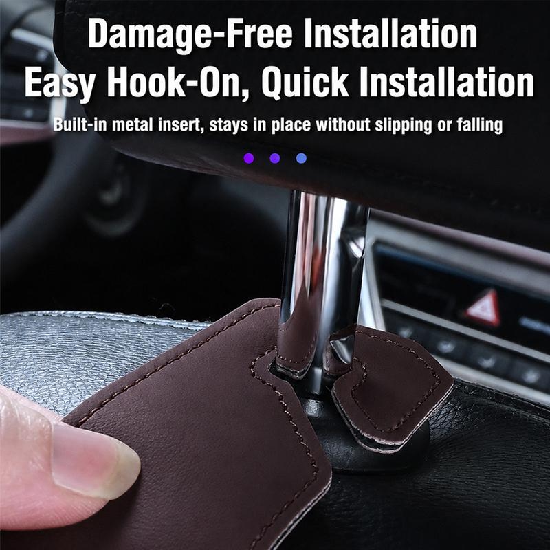 SEAMETAL Universal Car Seat Back Organizer Car Hanging Storage Bag PU Leather Waterproof Drink Holder Cup Holder with Hooks
