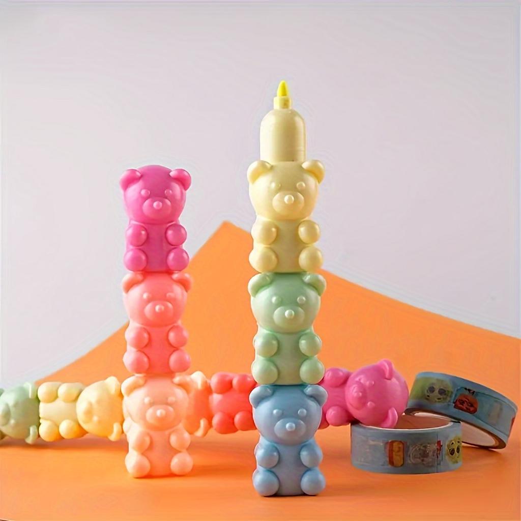 5 Colors Bear Design Marker Pen - Fluorescent Graffiti Painting Highlighter for Creative Doodling and Student Projects