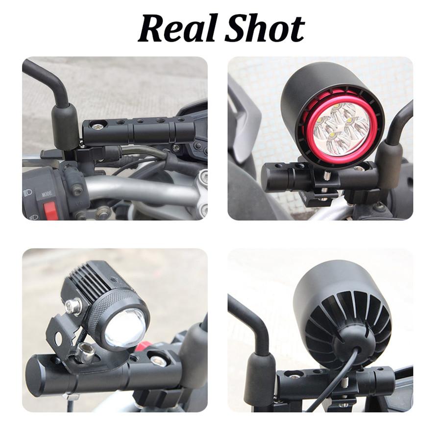 25mm Motorcycle Headlight Pipe Expand Bracket Fog Light Holder Tube Clamp Black