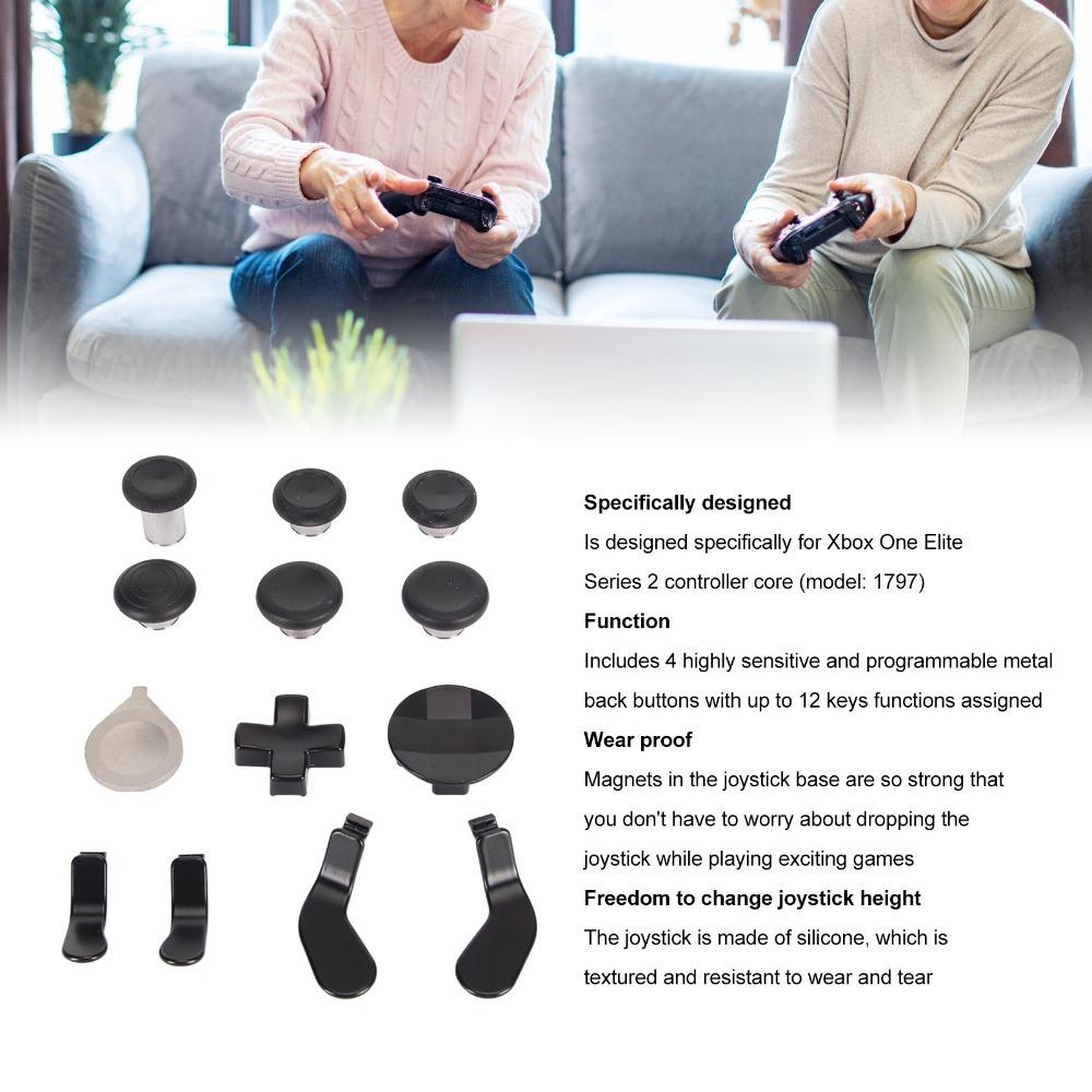 Height Adjustment 14-in-1 Metal Thumbsticks Set for Xbox One Elite Series 2 Gaming Replacement