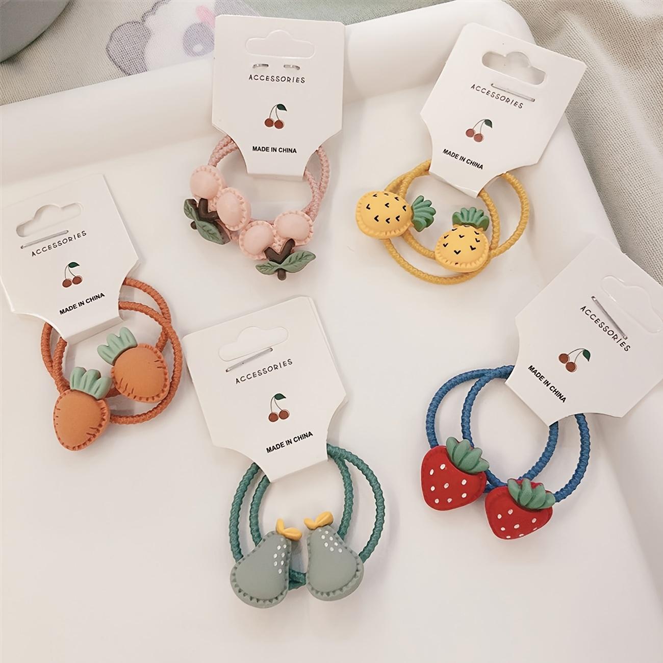 

Милые мультяшные резинки для волос с фруктами для девочек - Высокоэластичные, мягкие, тянущиеся, ярких цветов для повседневной носки, всесезонное использование