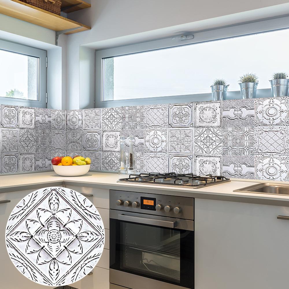 10 Pezzi Adesivi per Piastrelle da Pavimento Opache con Motivi Vintage Antiscivolo Impermeabili Autoadesivi Decalcomanie per Pavimento Bagno Cucina