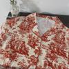 "Women's Long-Sleeve Floral Ice Silk Pajamas - Red"