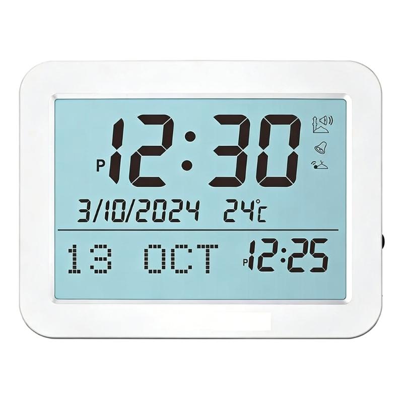 

Square LCD Digital Clock Temperature Sensors Easy Operation Azan Clock For Home Office Desk Decoration Use серебряный