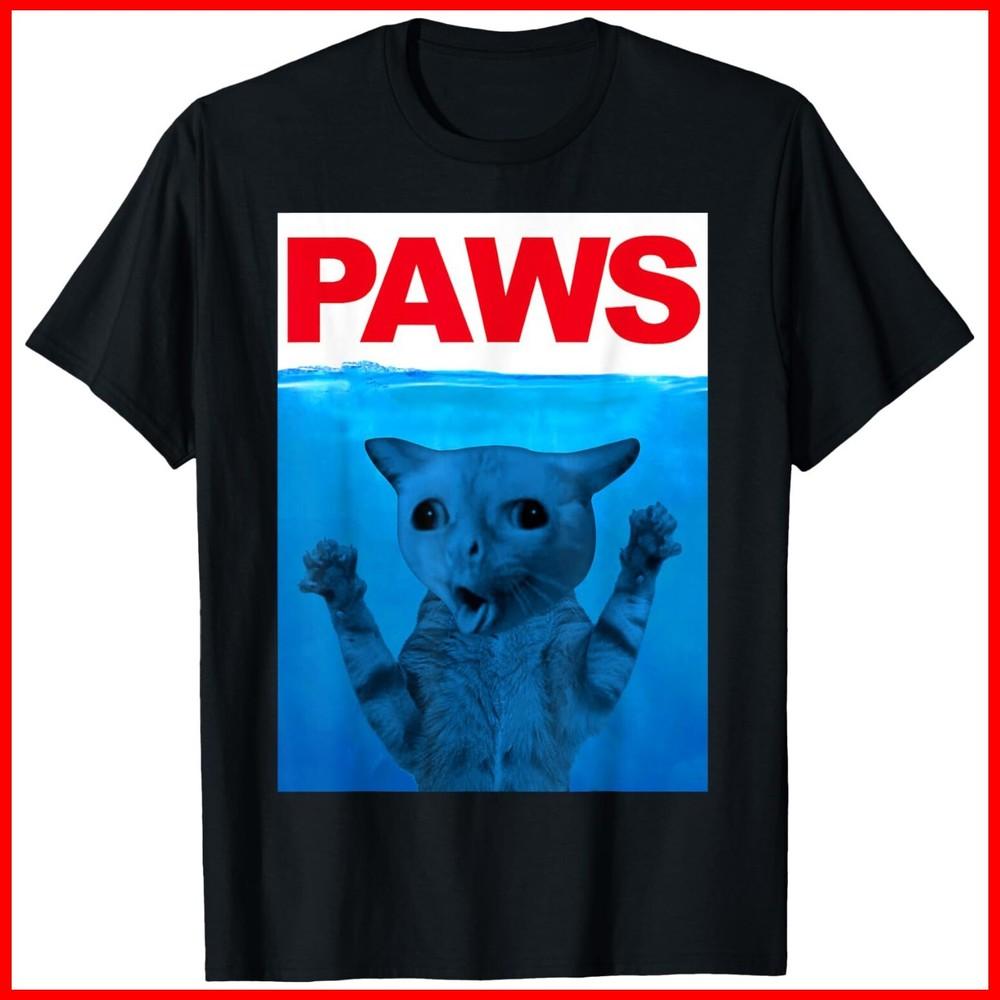 Paws Cat Meme Humor Funny Kitty Lover Funny Cats Black Cotton T-Shirt Unisex T-Shirt L