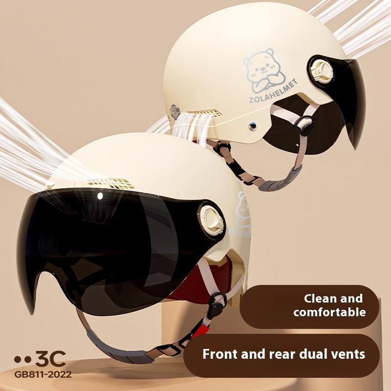 Helmet Electric Car Girl Cute Funny Lightweight Hair Hat Women's Helmet