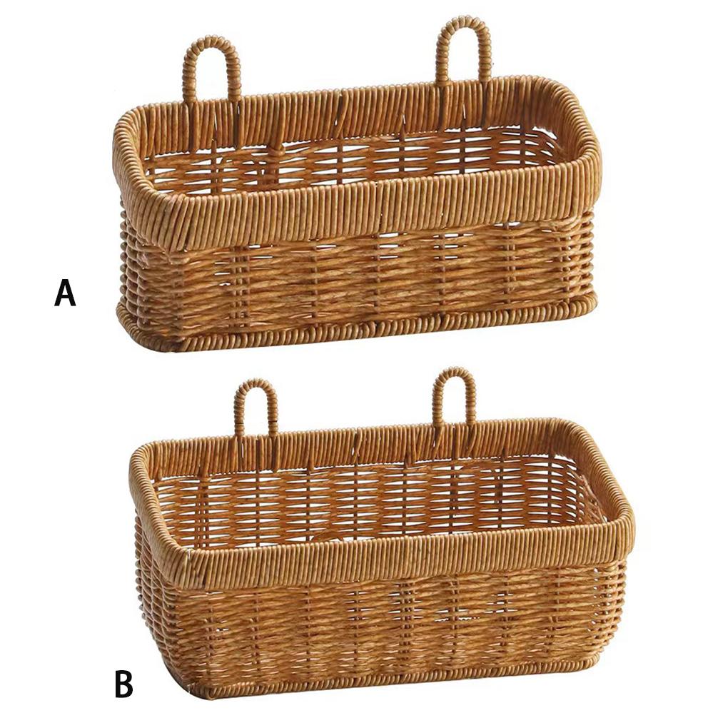 Kitchen Wall Storage Solution For Vegetables And Spices Woven Wall Hanging Storage Basket
