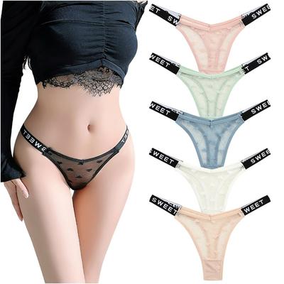 Tanga für Alle Sexy Niedrig Packung mit 5 [TUOTISI] Damen, Spitze, Sportlich, Tanga, Durchsichtig, Dessous, Leibhöhe, Damenunterwäsche, Durchsichtig, (Mittlere Größe)