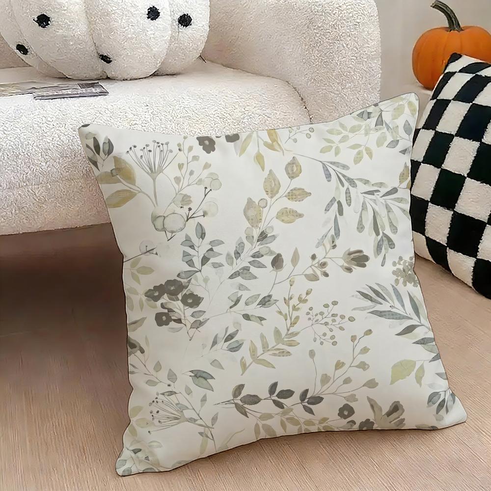 Retro Design Cushion Cover Natural Linen Double Sided Print  Throw Pillow Case for Sofa Couch Home Decor