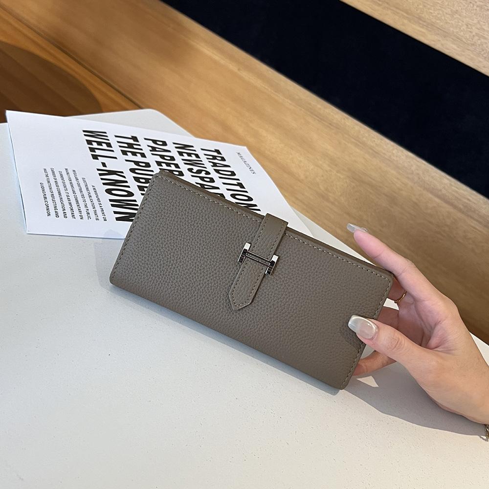 Long Genuine Leather Wallet First Layer Of Cowhide Women Wallets Clutch Bags Branded Style H Hasp Billfold High Capacity Phone Purse Without Logo
