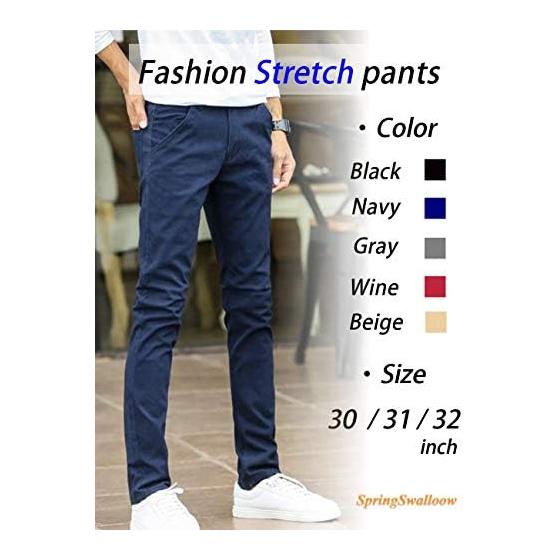 [SpringSwallow] Men's Color Stretch Skinny Straight Denim Pants Cotton Pants Slacks Trousers