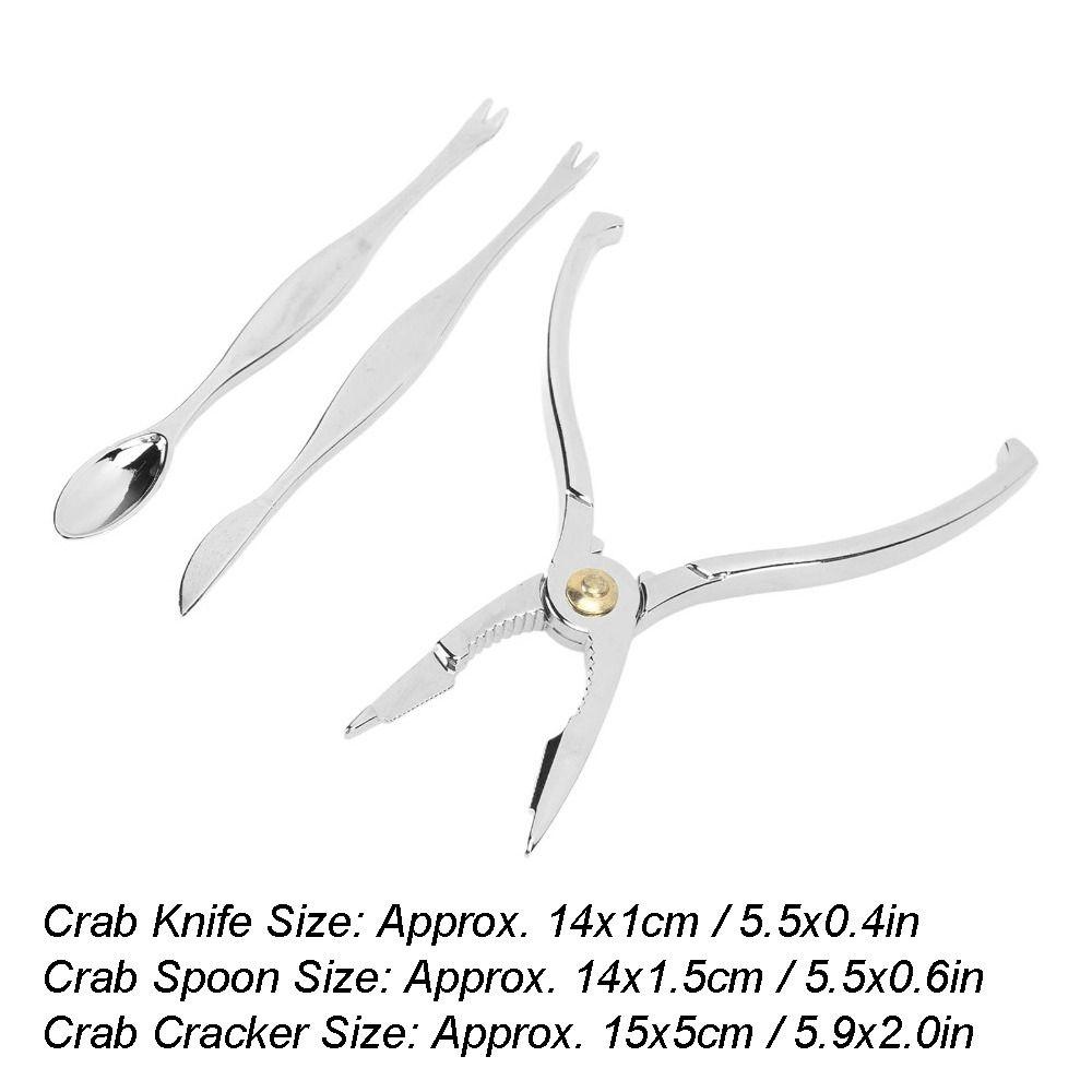 3-Piece Set Ergonomic Handle Crab Cracker Stainless Steel Lobster Cracker Seafood Tools Set  Nut
