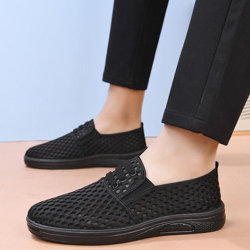 Men's Mesh Shoes Summer Breathable Hollow Thin Casual Shoes Anti Slip Lightweight Wear-resistant Sandals for Men