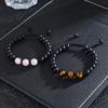 New Natural Stone Amethysts Bracelet with Card 8mm Pink Quartz Fluorite Beads Bracelet Adjustable for Women Men Couple
