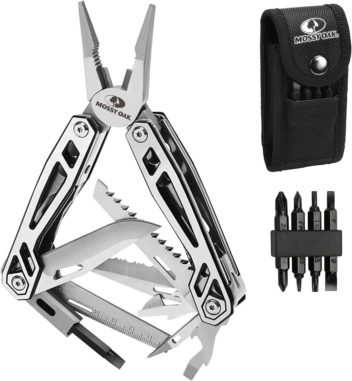 

21-in-1 Stainless Steel Multitool with Screwdriver, Self-Locking Pliers & Sheath – Ideal for Outdoor, Survival, Camping, Hiking, срібний
