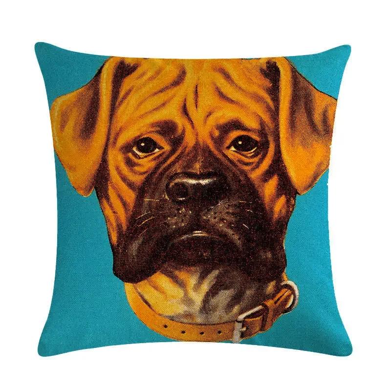 Cute Dog Cushion Cover Cartoon Pet Linen Pillow Cover Office Sofa Home Decoration Pillow Cover 45*45Cm