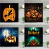 Happy Halloween Pumpkin Wizard Shower Curtains Cute Cartoon Terror Bathroom Curtain Background Wall Home Decor Screen With Hooks
