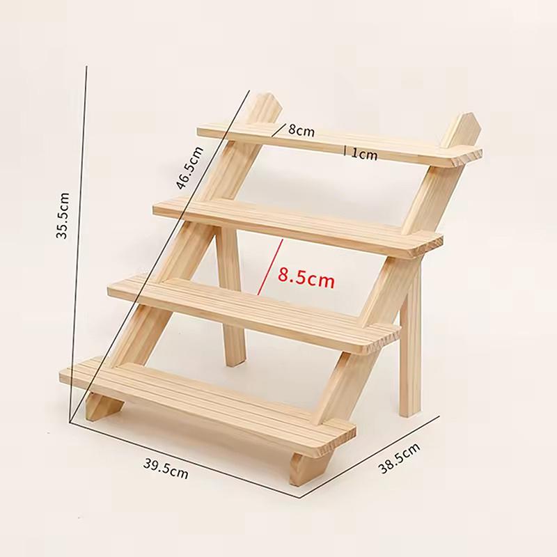 2/3/4 Tiers Ear Stud Holder Wooden Jewelry Dispaly Stand Shelf Cupcake Makeup Mini Figure Organizer Showcase Rack