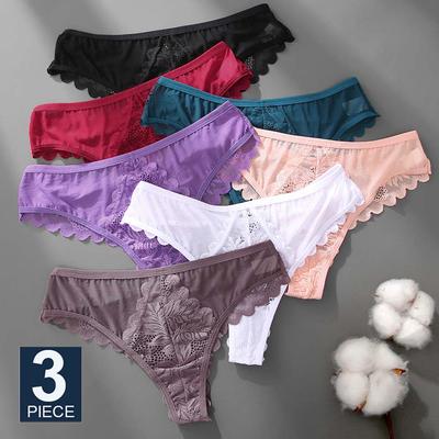 3 adet/takım Kadın Örgü Dantel Külot Seksi S-XL Perspektif Kız Thongs Yumuşak Iç Çamaşırı Pantys İç Femme Intimates