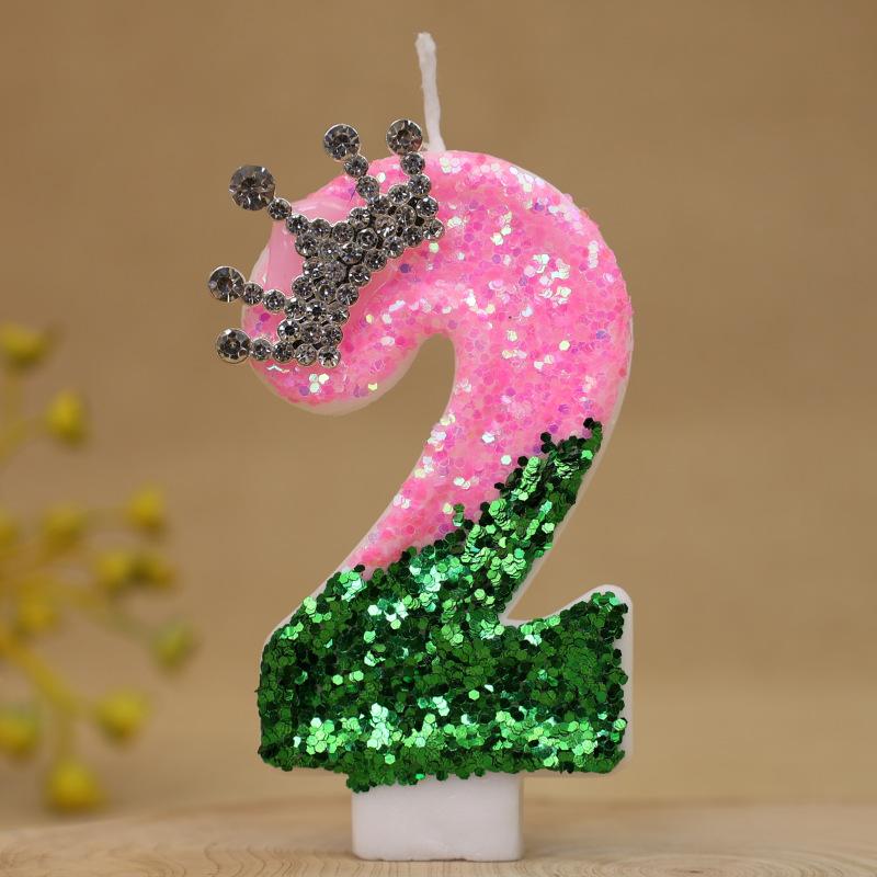 Color Block Number Birthday Candle Cake Decoration First Year Celebration Crown Birthday Candle