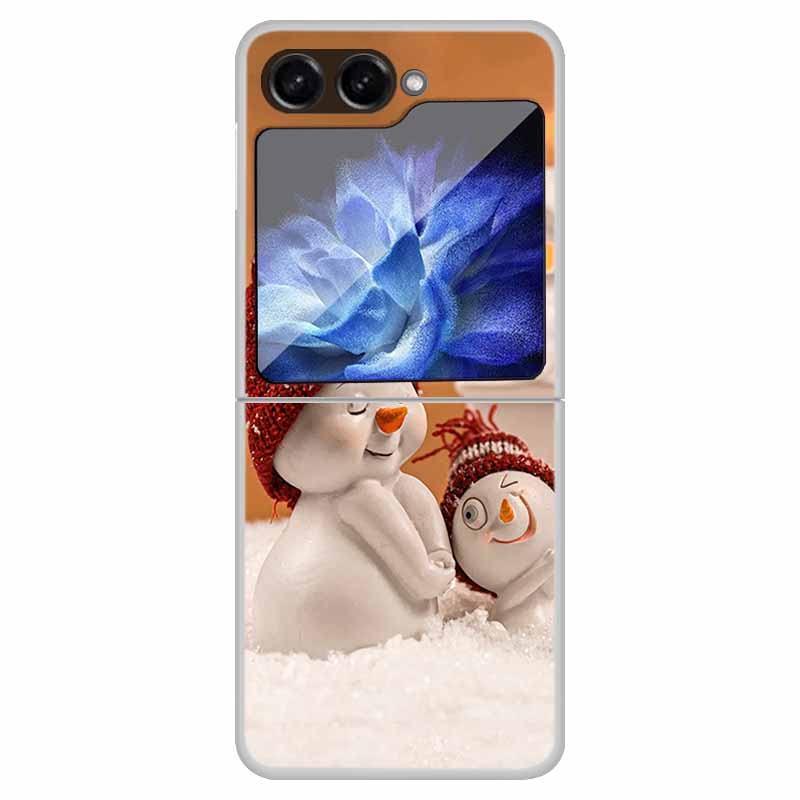 For Samsung Galaxy Z Flip 6 5 4 3 Case Christmas Cute Clear Hard Plastic PC Folding Back Cover For Samsung Z Flip6 Flip5 Flip4