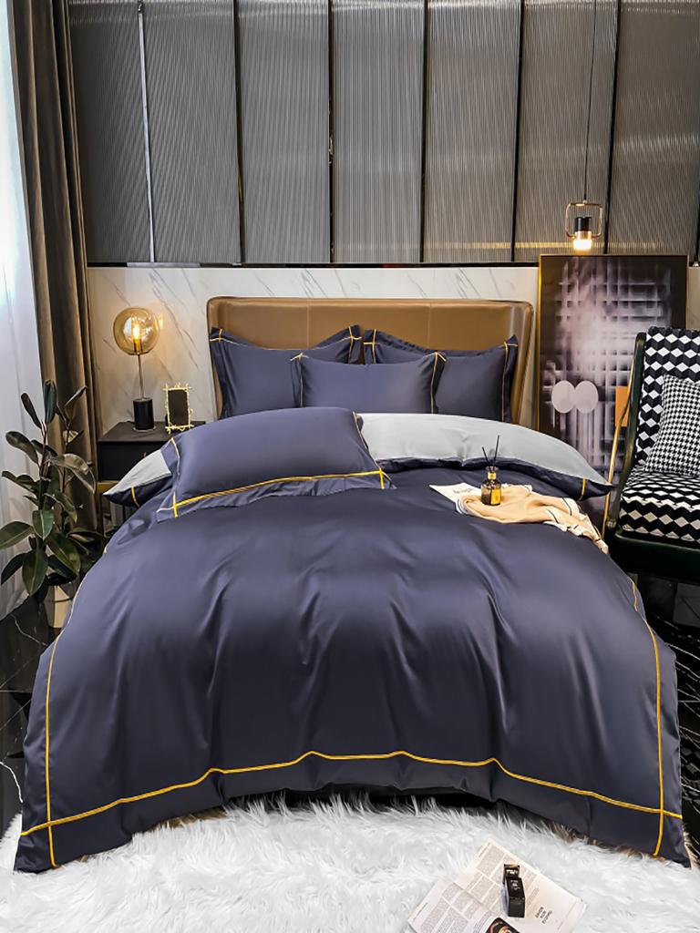 Embroidery Long-Staple 100%  Cotton Flat Sheet Silky Bedlinens Bedding Set Sheet Queen King Size