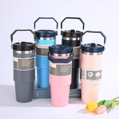 30oz Portable Ice Buster Car Cup - Double-Layer Insulated 304 Stainless Steel Coffee Cup