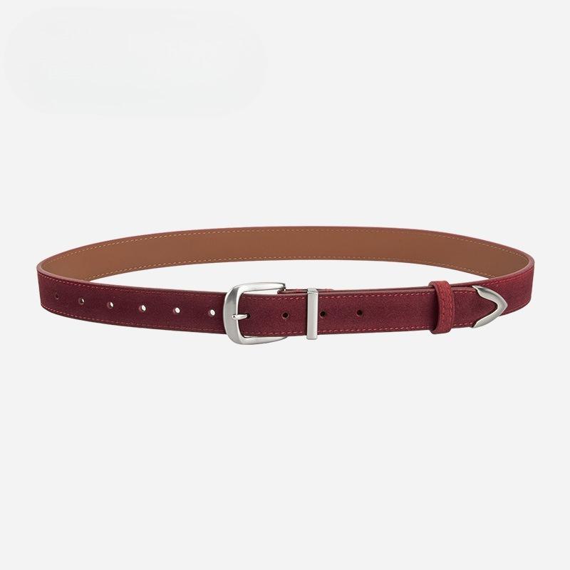 Genuine Leather Women's Belt Reverse Velvet Matte Retro Korean Style Fashionable Versatile Skirt Jeans Belt Women's