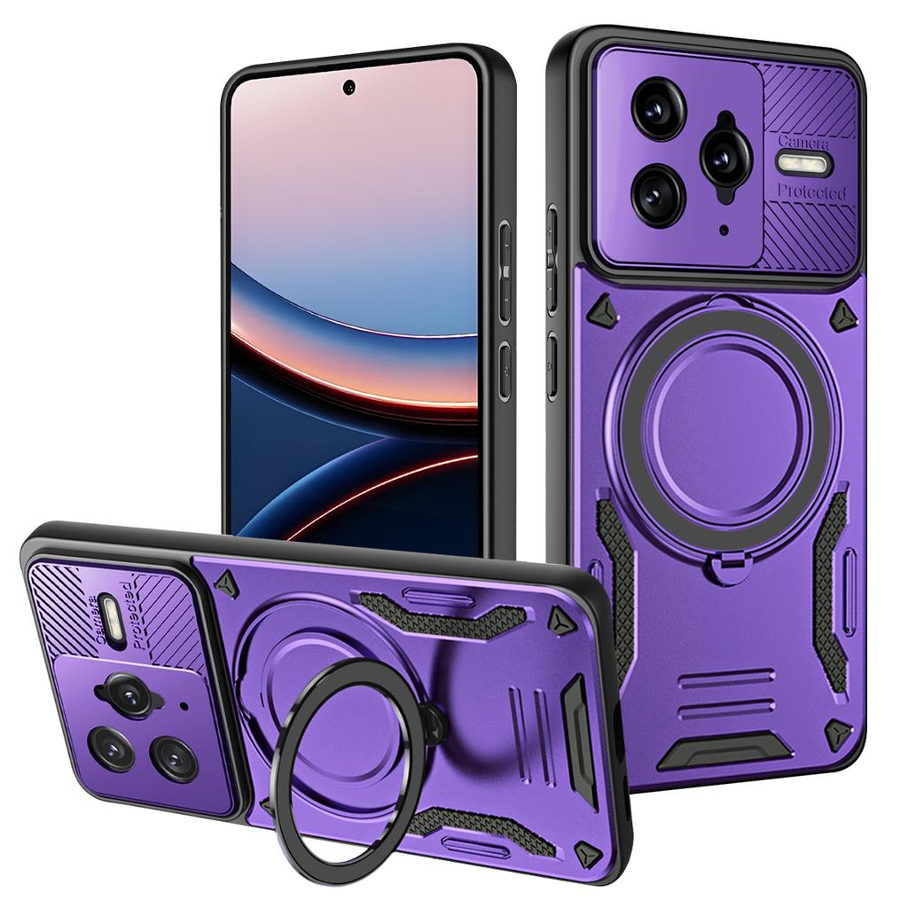 Luxuriöse hochwertige magnetische Hülle mit Rüstung für Xiaomi POCO F7 UItra Ringhalterung Bumper Schutzhülle