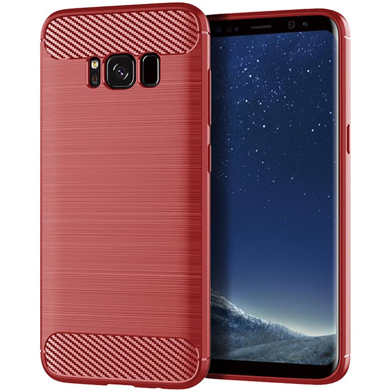 Custodia in Silicone Antiurto per Samsung S8 Plus Galaxy S8+ Custodia in Fibra di Carbonio Spazzolata per Galaxy s8plus Cover Posteriore Coque Fundas