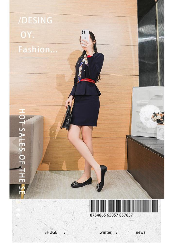 2026 Spring Women's Black Rhinestone Square Toe Loafers - Comfortable for Long Standing in Professional Office Settings