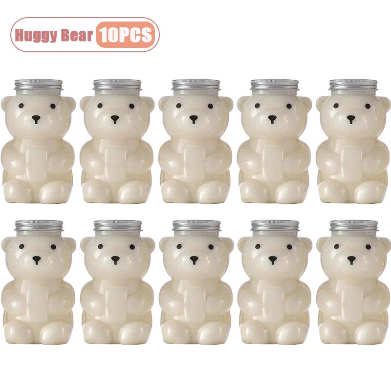 500ml Portable Cartoon Bear Transparent Bottles Cute Reusable Drink Containers for Bubble Tea Juice Milkshake Party Supplies