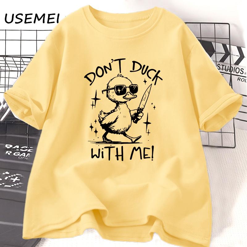 Retro Dont Duck with Me Meme Tshirt Funny Duck Sarcastic TShirt Adult Humor Tee Shirt Cotton Short Sleeve Round Neck Tees